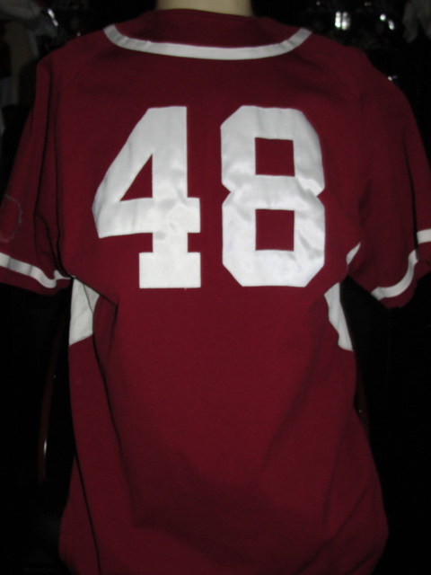 Oklahoma Sooners #48 Crimson Game Used/Worn Baseball Jersey